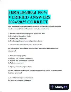 2024-2025 FEMA IS-800d Practice Exam with Answers (50 Solved Questions)