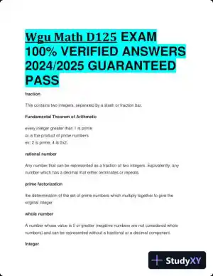 2024-2025 WGU Math D125 Exam with Answers (68 Solved Questions)