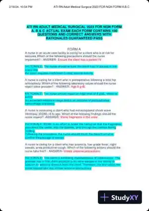 2023 ATI RN Adult Medical Surgical For NGN Form A, B, C with Answers (21 Solved Questions)