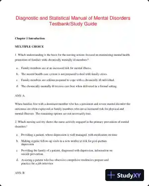 Diagnostic and Statistical Manual of Mental Disorders 5th Edition Test Bank