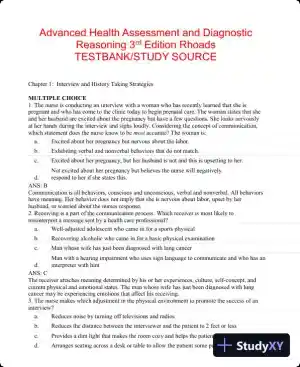 Advanced Health Assessment and Diagnostic Reasoning, 3rd Edition Test Bank