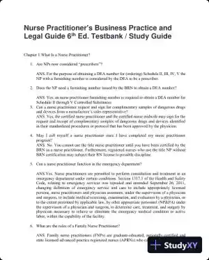 Nurse Practitioner's Business Practice and Legal Guide 6th Edition Test Bank