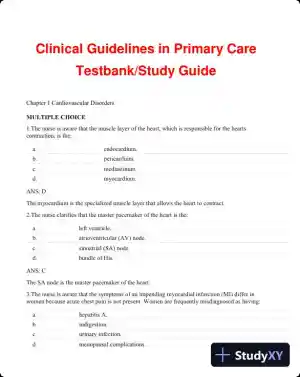 Clinical Guidelines in Primary Care: A Reference and Review Book 1st Edition Test Bank