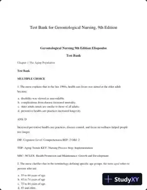 Test Bank for Gerontological Nursing, 9th Edition