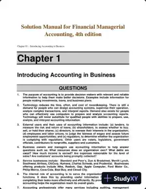 Solution Manual for Financial Managerial Accounting, 4th edition