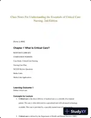 Class Notes For Understanding the Essentials of Critical Care Nursing, 2nd Edition
