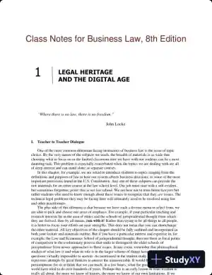 Class Notes for Business Law, 8th Edition