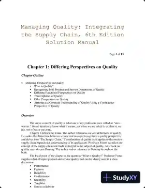 Managing Quality: Integrating the Supply Chain, 6th Edition Solution Manual