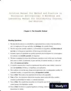 Solution Manual for Method and Practice in Biological Anthropology: A Workbook and Laboratory Manual for Introductory Courses, 2nd Edition