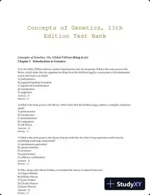 Concepts of Genetics, 11th Edition Test Bank