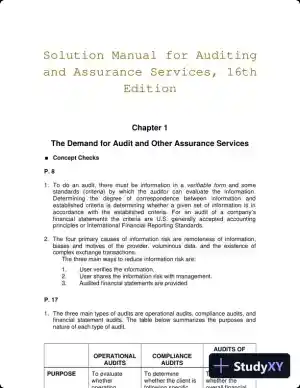 Solution Manual for Auditing and Assurance Services, 16th Edition