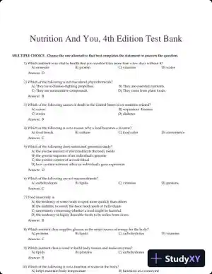 Nutrition And You, 4th Edition Test Bank