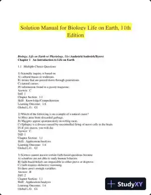 Solution Manual for Biology Life on Earth, 11th Edition