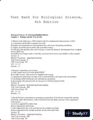 Test Bank for Biological Science, 6th Edition