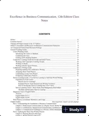Excellence in Business Communication, 12th Edition Class Notes