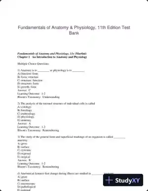 Fundamentals of Anatomy & Physiology, 11th Edition Test Bank