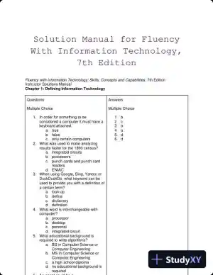 Solution Manual for Fluency With Information Technology, 7th Edition