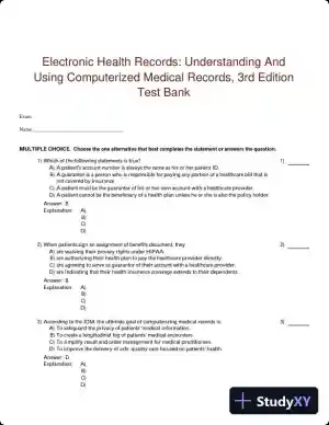 Electronic Health Records: Understanding And Using Computerized Medical Records, 3rd Edition Test Bank