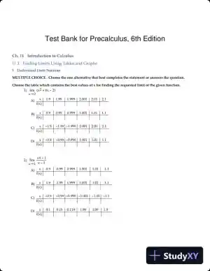 Test Bank for Precalculus, 6th Edition