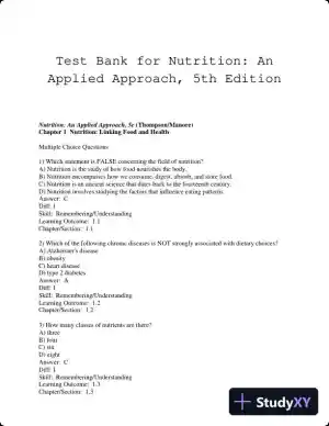 Test Bank for Nutrition: An Applied Approach, 5th Edition