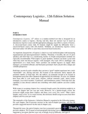 Contemporary Logistics , 12th Edition Solution Manual