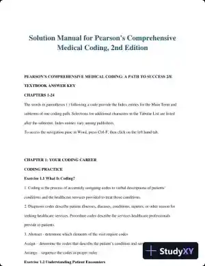 Solution Manual for Pearson's Comprehensive Medical Coding, 2nd Edition