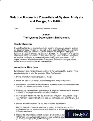 Solution Manual for Essentials of System Analysis and Design, 4th Edition