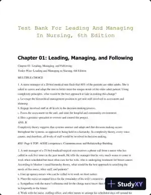 Test Bank For Leading And Managing In Nursing, 6th Edition