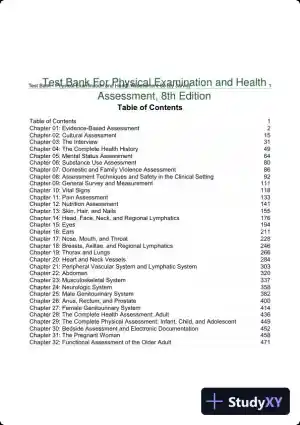 Test Bank For Physical Examination and Health Assessment, 8th Edition