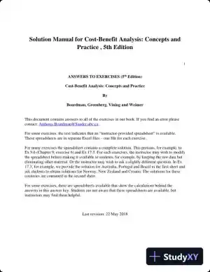 Solution Manual for Cost-Benefit Analysis: Concepts and Practice , 5th Edition