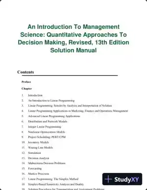 An Introduction To Management Science: Quantitative Approaches To Decision Making, Revised, 13th Edition Solution Manual