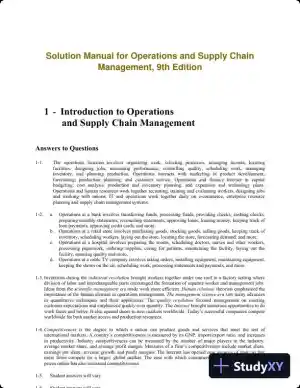 Solution Manual for Operations and Supply Chain Management, 9th Edition