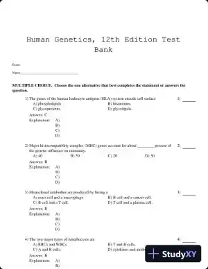 Human Genetics, 12th Edition Test Bank