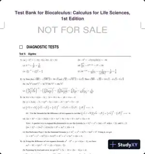 Test Bank for Biocalculus: Calculus for Life Sciences, 1st Edition