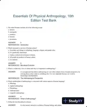Essentials Of Physical Anthropology, 10th Edition Test Bank
