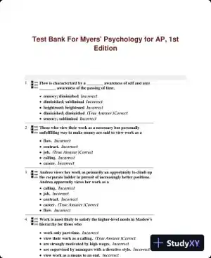 Test Bank For Myers' Psychology for AP, 1st Edition