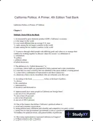 California Politics: A Primer, 4th Edition Test Bank