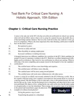 Test Bank For Critical Care Nursing: A Holistic Approach, 10th Edition