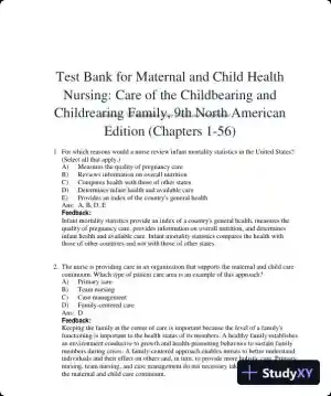 Test Bank for Maternal and Child Health Nursing: Care of the Childbearing and Childrearing Family, 9th North American Edition (Chapters 1-56)