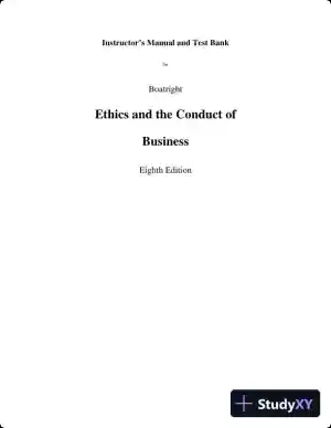 Test Bank For Ethics And The Conduct Of Business 8th Edition Test Bank