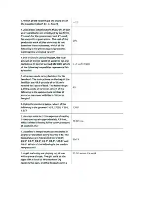 Q tristine TEAS Exam Math Section