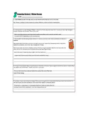 NaturalselectionbyamoebasistersWorksheet