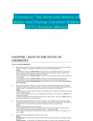 Chemistry: The Molecular Nature of Matter and Change Canadian Edition (2013) Solution Manual