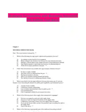 Business Forecasting with Business forecastX 6th Edition Test Bank