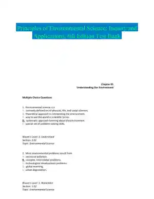 Principles of Environmental Science: Inquiry and Applications, 6th Edition Test Bank