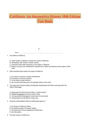 California: An Interpretive History 10th Edition Test Bank