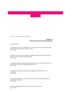 Test Bank For Operations Management, 11th Edition