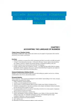 College Accounting (Chapters 1-24) 14th Edition Solution Manual