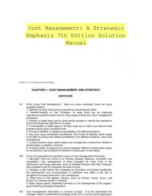 Cost Management: A Strategic Emphasis 7th Edition Solution Manual