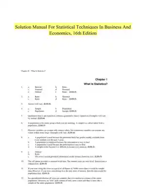 Solution Manual For Statistical Techniques In Business And Economics, 16th Edition